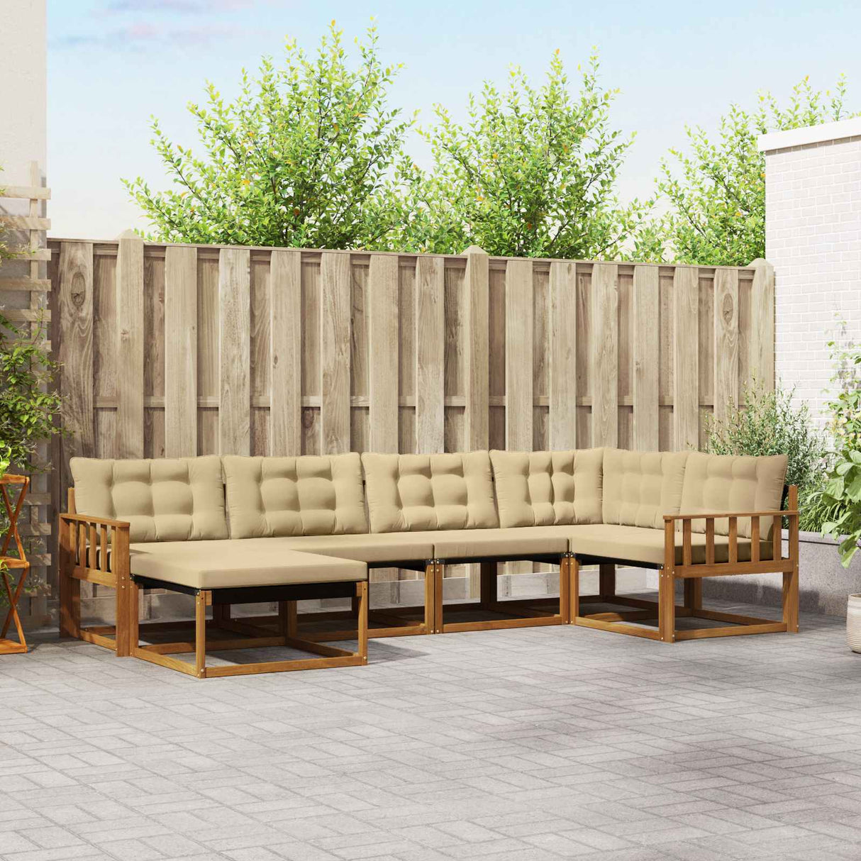 vidaXL Outdoor Sofa Set 18 pcs Natural and Cream Solid Acacia Wood