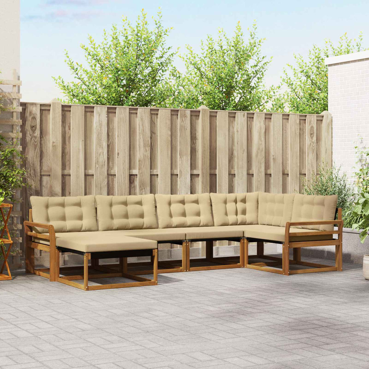 vidaXL Outdoor Sofa Set 18 pcs Natural and Cream Solid Acacia Wood