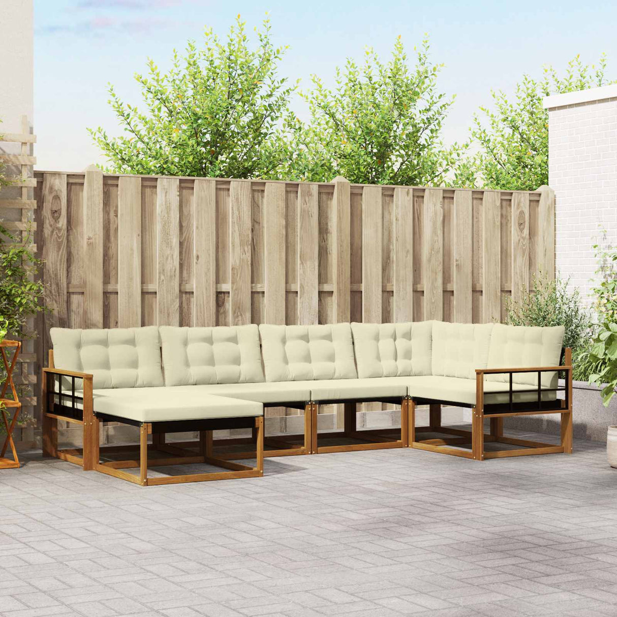 vidaXL Outdoor Sofa Set 18 pcs Natural and Cream Solid Acacia Wood