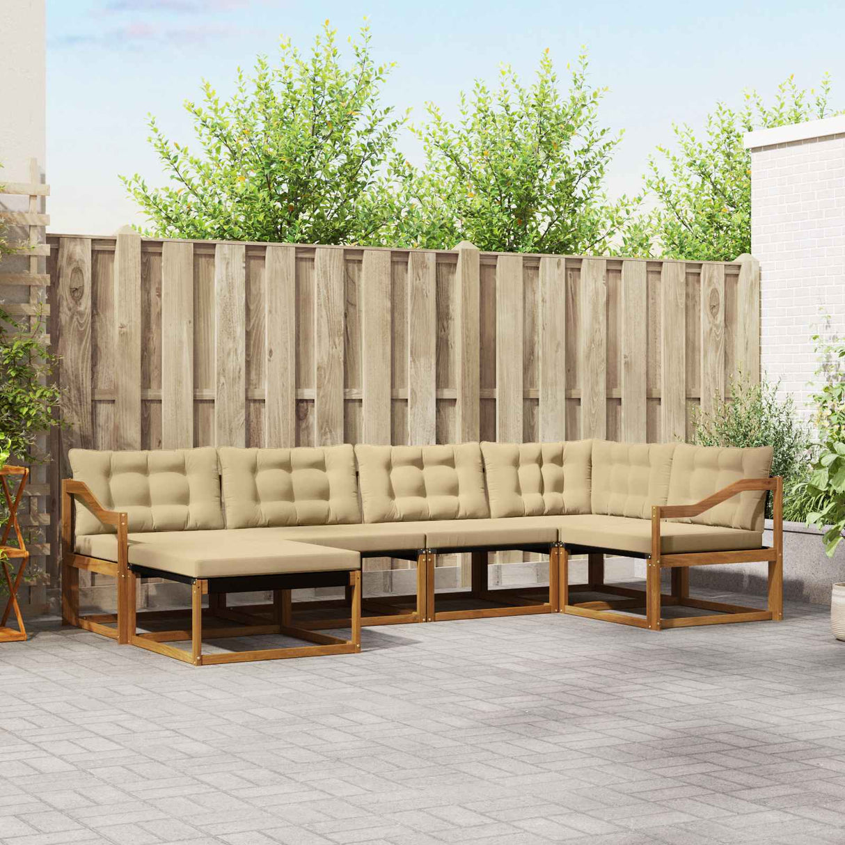 vidaXL Outdoor Sofa Set 18 pcs Natural and Cream Solid Acacia Wood