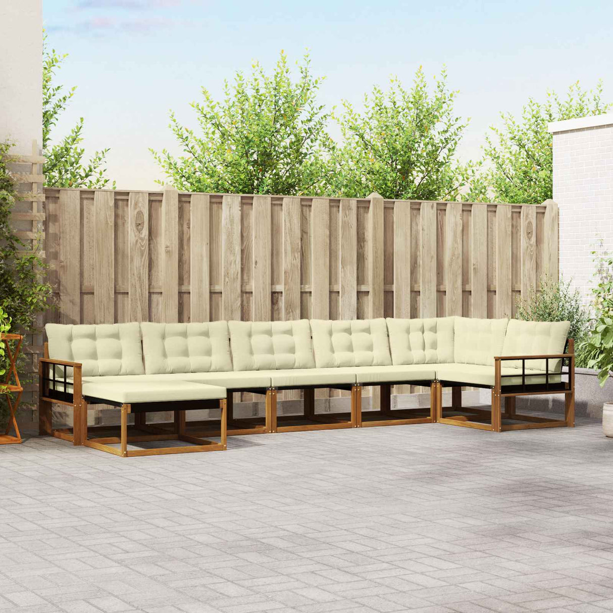 vidaXL Outdoor Sofa Set 21 pcs Natural and Cream Solid Acacia Wood