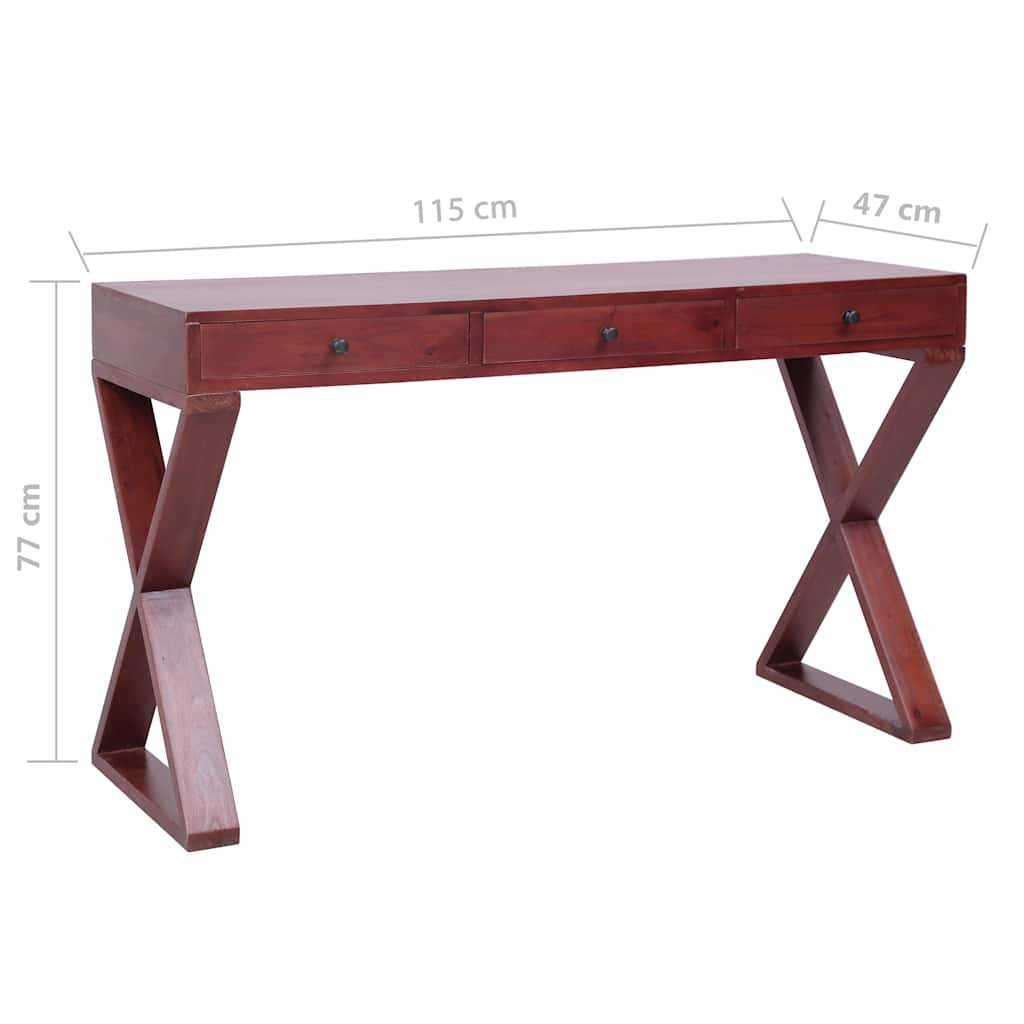 vidaXL Computerbureau 115x47x77 cm massief mahoniehout bruin