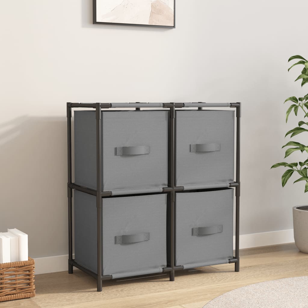 vidaXL Opbergkast met 4 stoffen manden 63x30x71 cm staal zwart