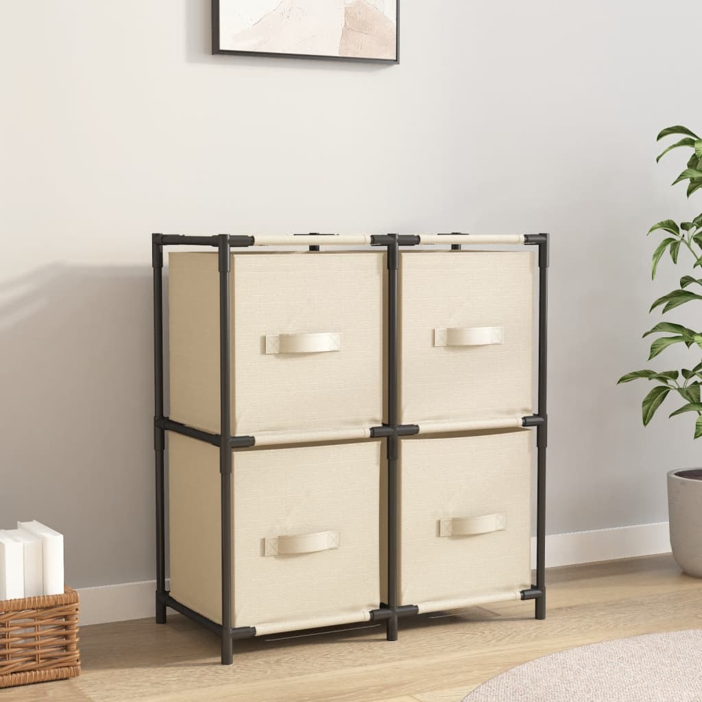 vidaXL Opbergkast met 4 stoffen manden 63x30x71 cm staal zwart