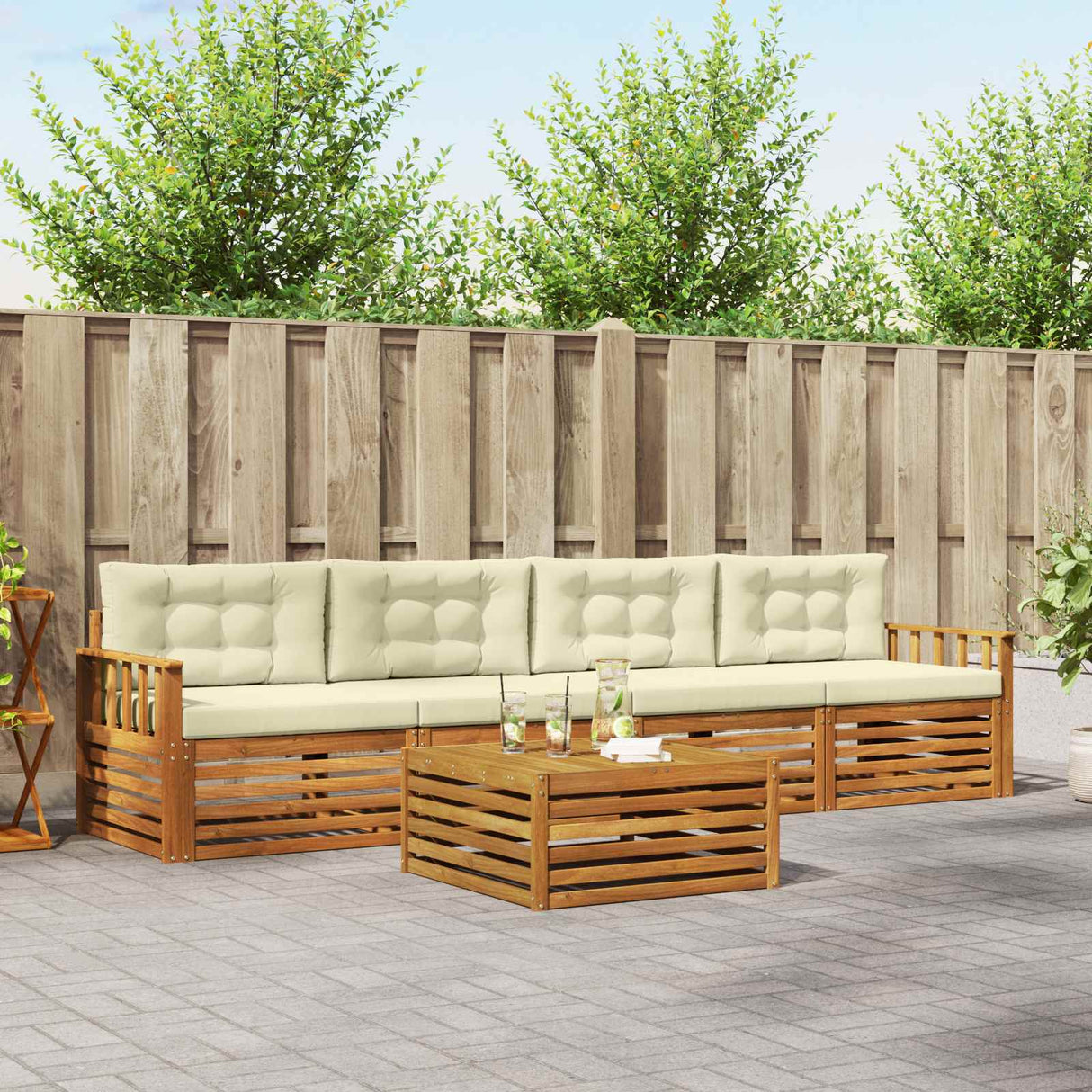 vidaXL Outdoor Sofa Set 5 pcs Natural