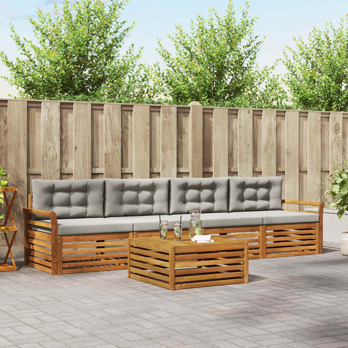 vidaXL Outdoor Sofa Set 5 pcs Natural