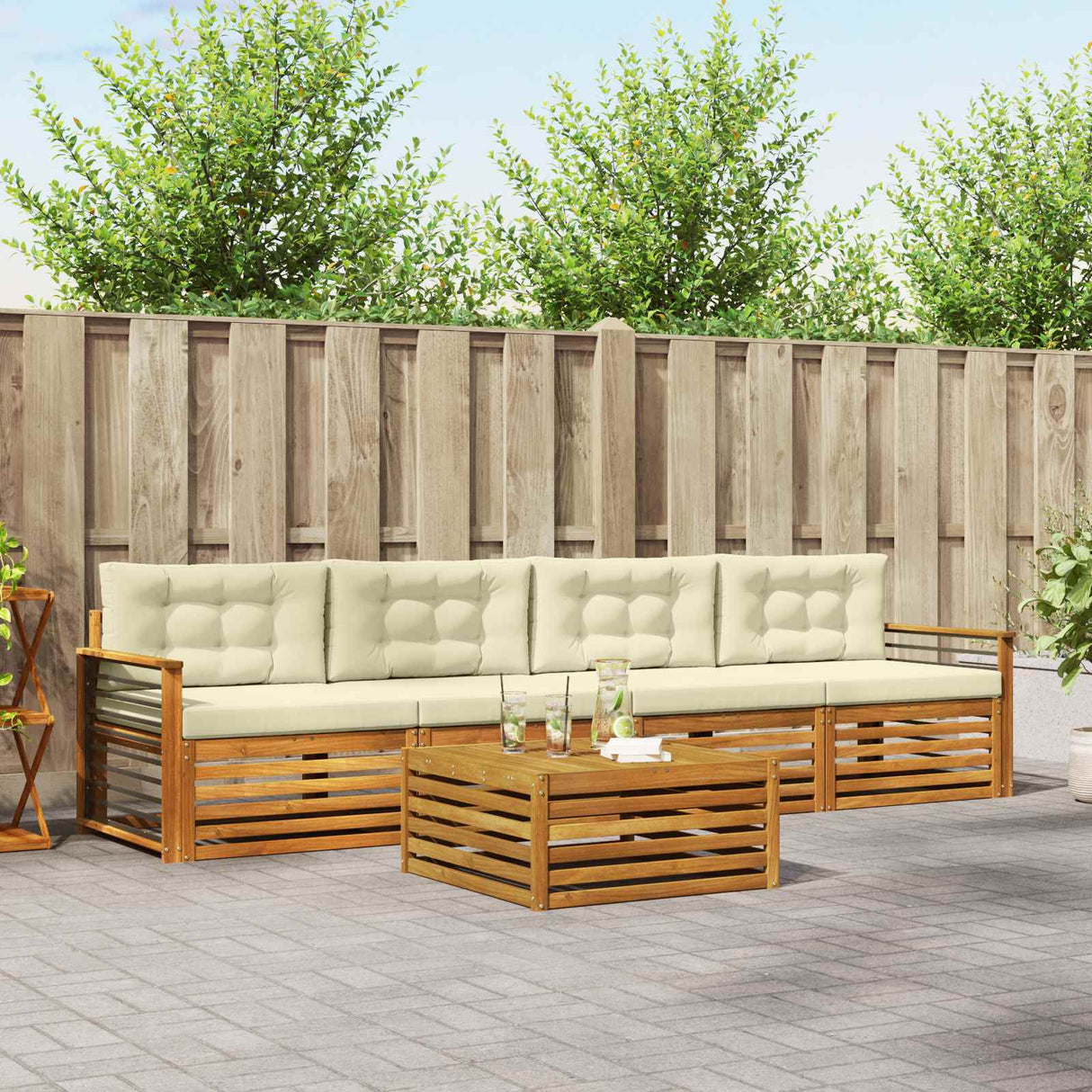 vidaXL Outdoor Sofa Set 5 pcs Natural