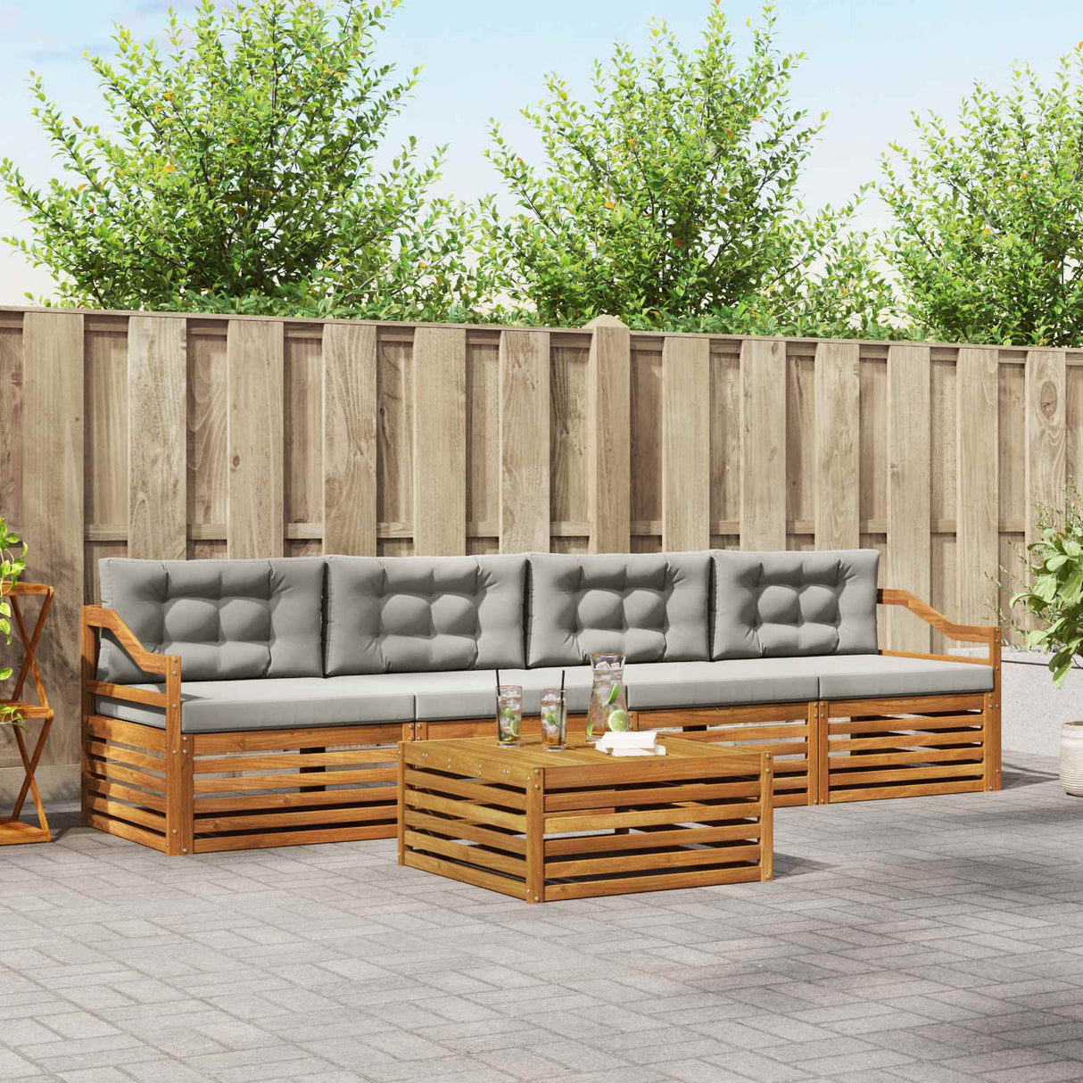 vidaXL Outdoor Sofa Set 5 pcs Natural