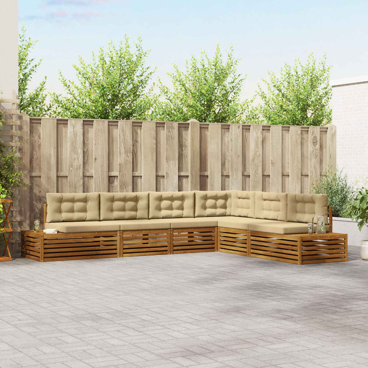 vidaXL Ensemble de banque de construction avec des ustensiles 6 pièces naturelles et crème