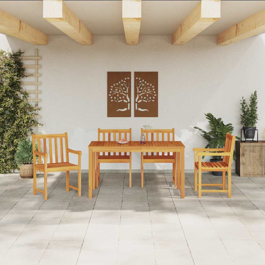 vidaXL Tuin Eettafel Set 5 pcs Bruin Massief Acacia Hout