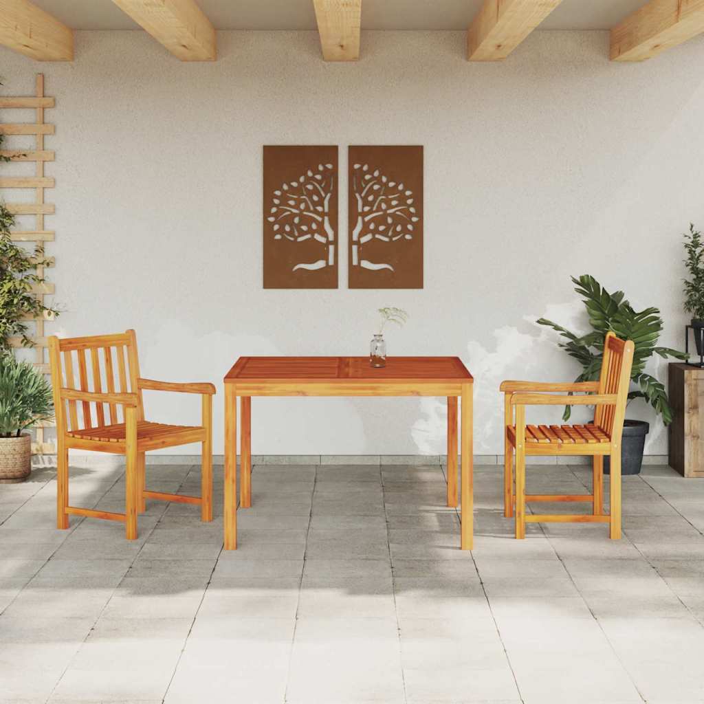 vidaXL Garden Dining Table Set 3 pcs Brown Solid Acacia Wood