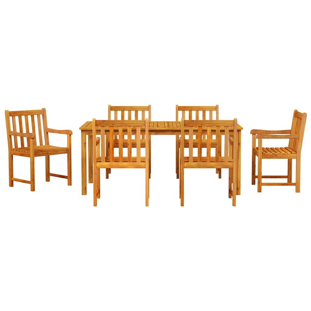 vidaXL Tuin Eettafel Set 7 pcs Bruin Massief Acacia Hout
