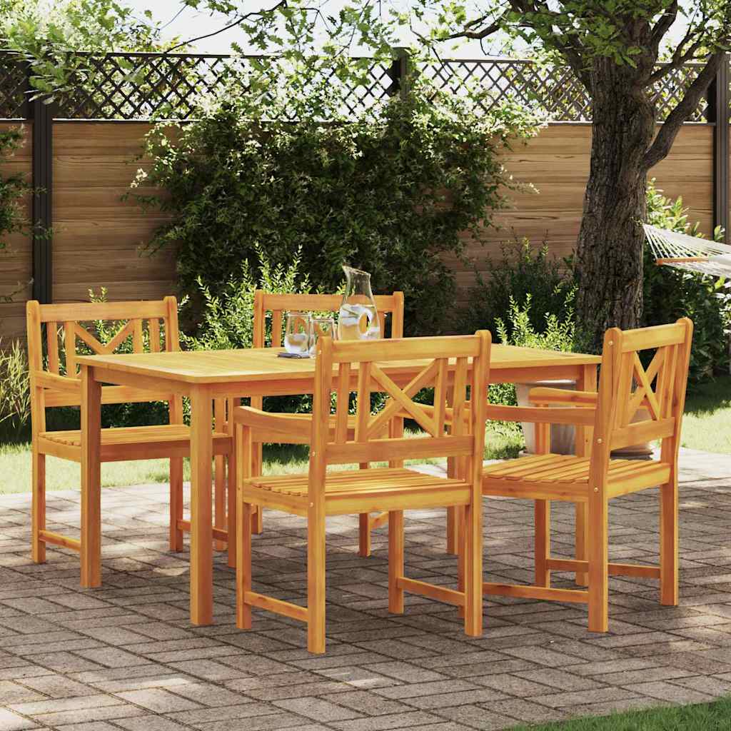 vidaXL Tuin Eettafel Set 5 pcs Bruin Massief Acacia Hout