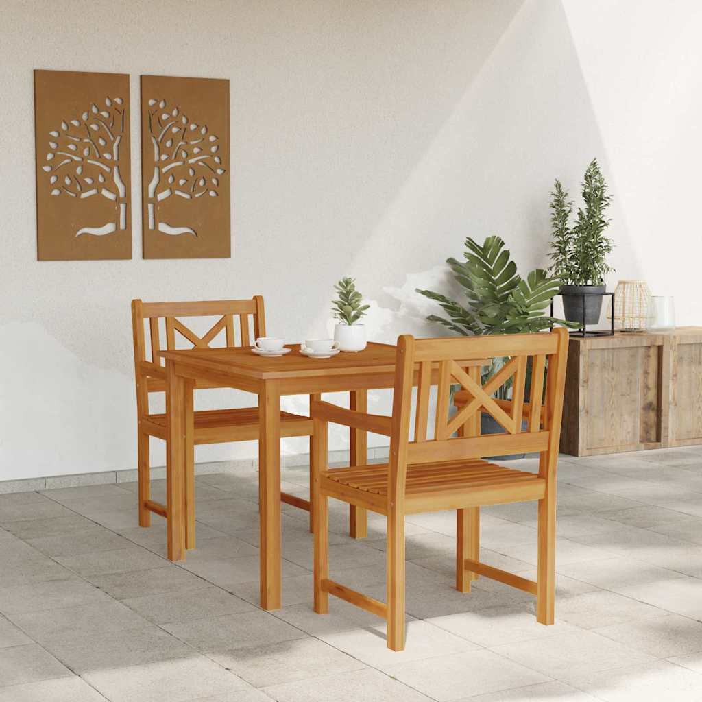 vidaXL Tuin Eettafel Set 3 pcs Bruin Massief acaciahout