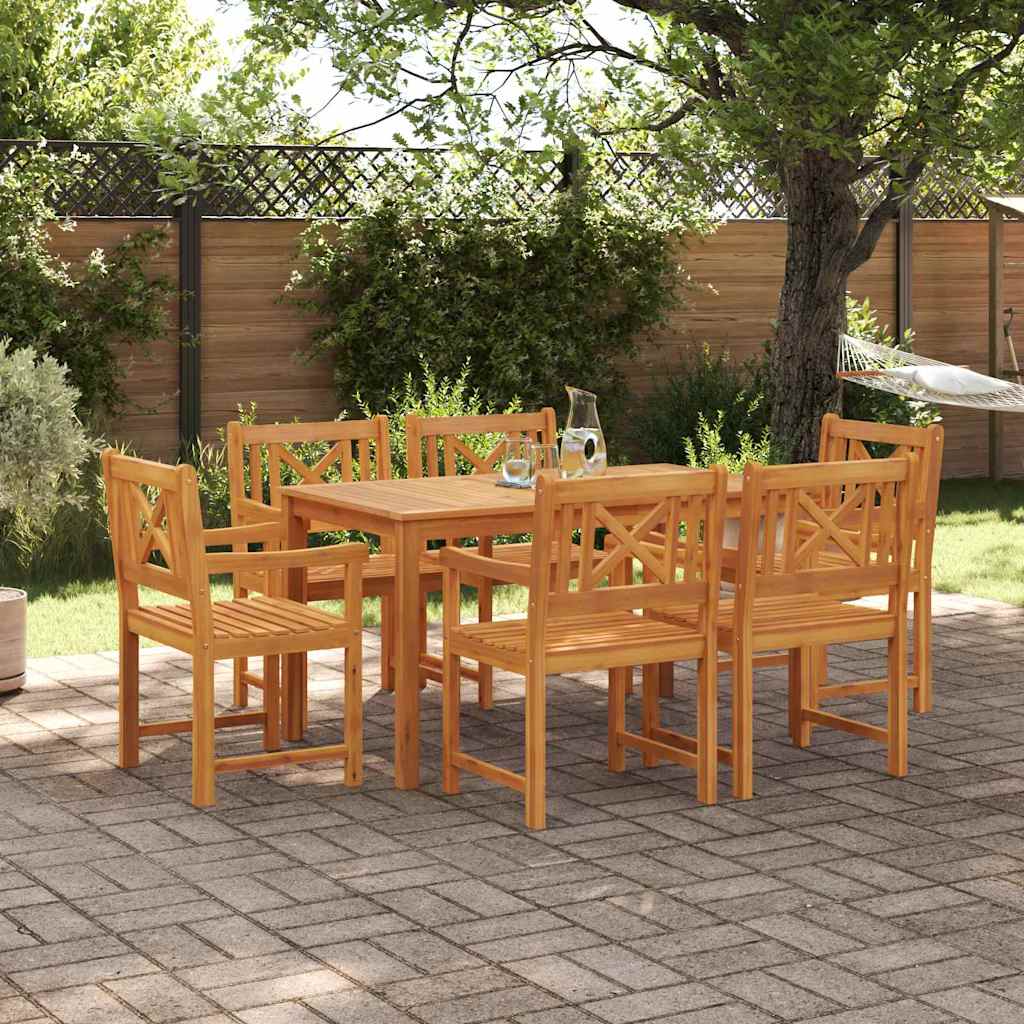 vidaXL Tuin Eettafel Set 7 pcs Bruin Massief Acacia Hout