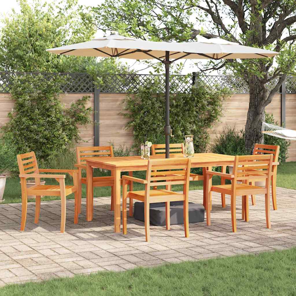 vidaXL Tuin Eettafel Set 7 pcs Bruin Massief Acacia Hout
