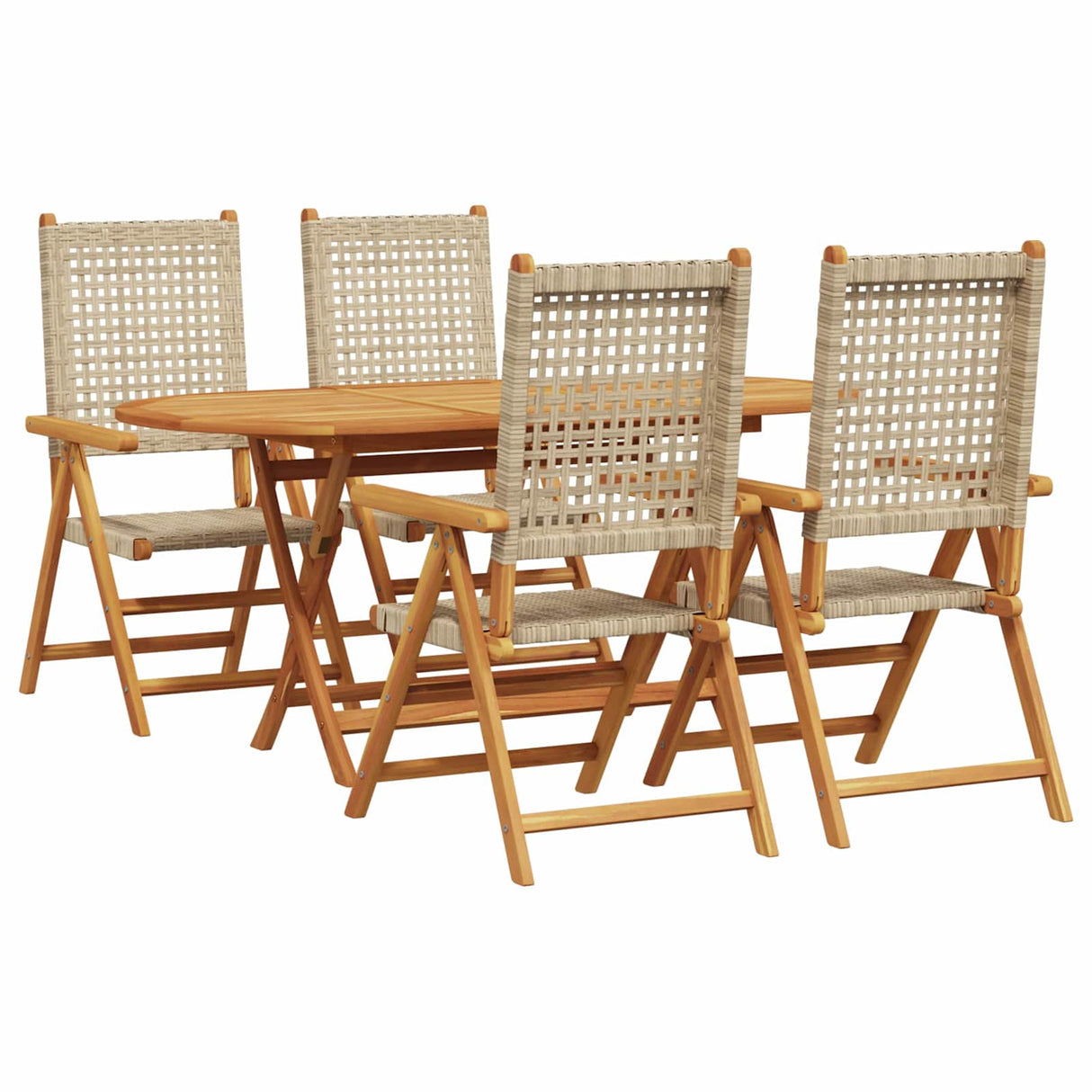vidaXL Tuin Eettafel Set 5 pcs Zwart Massief Acacia Hout