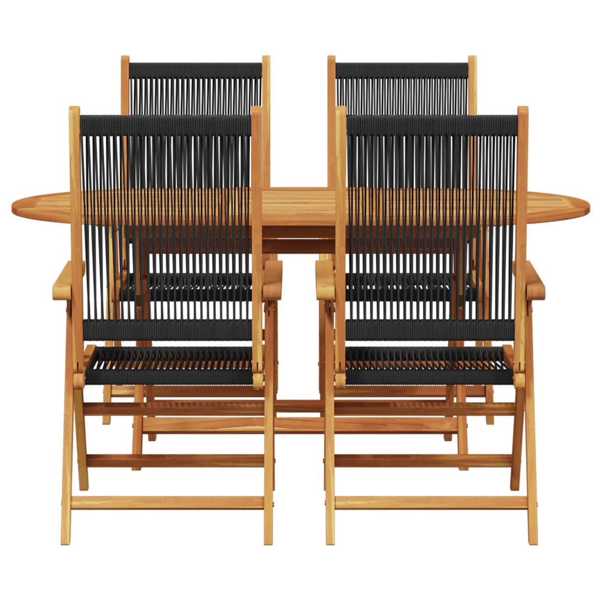 vidaXL Tuin Eettafel Set 5 pcs Zwart Massief Acacia Hout