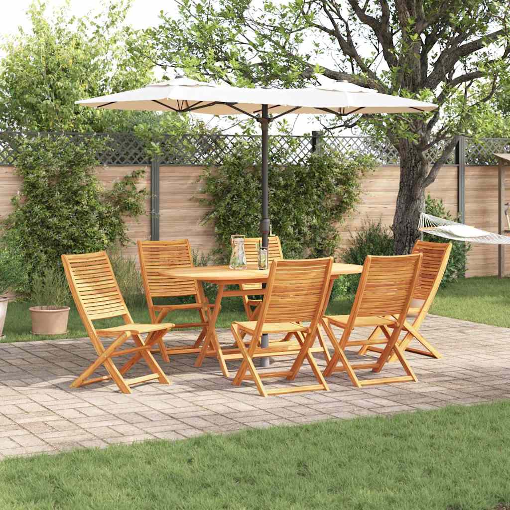 vidaXL Tuin Eettafel Set 7 pcs Bruin Massief Acacia Hout