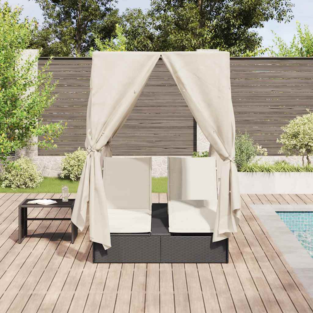 vidaXL Dubbele ligstoel Warmwit 205 x 129 x 200 cm poly rattan