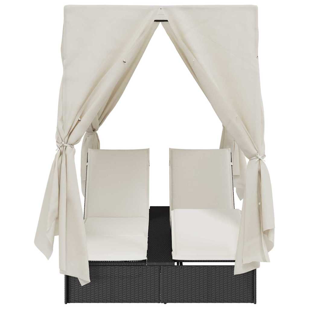 vidaXL Dubbele ligstoel Warmwit 205 x 129 x 200 cm poly rattan