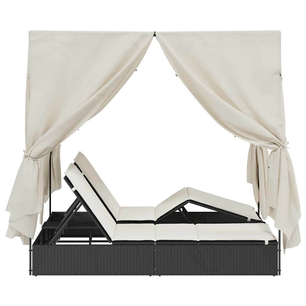 vidaXL Dubbele ligstoel Warmwit 205 x 129 x 200 cm poly rattan