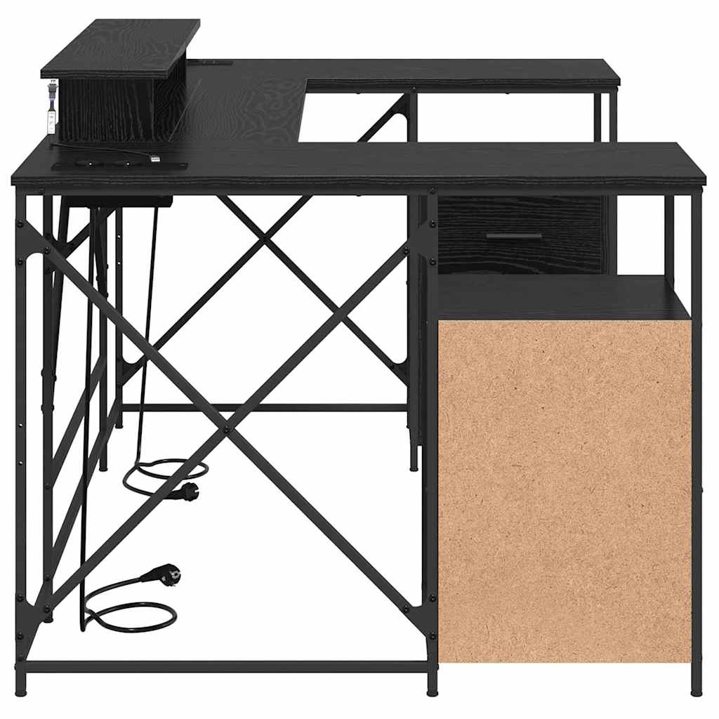 vidaXL Desk with Drawer Black Oak 182 x 101 x 87.5 cm Engineered Wood