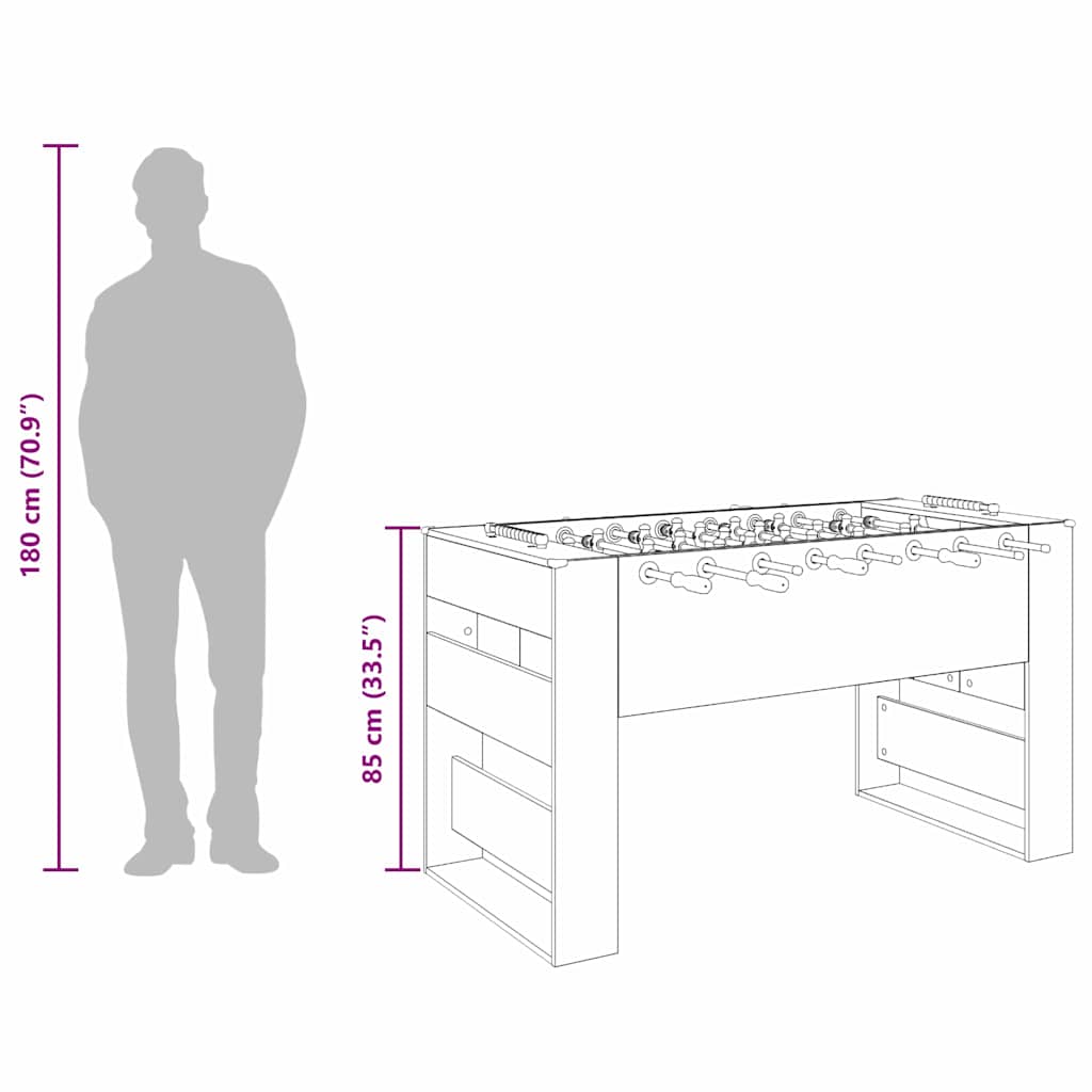vidaXL Foosball Table White 146.5 x 74 x 85 cm Engineered Wood