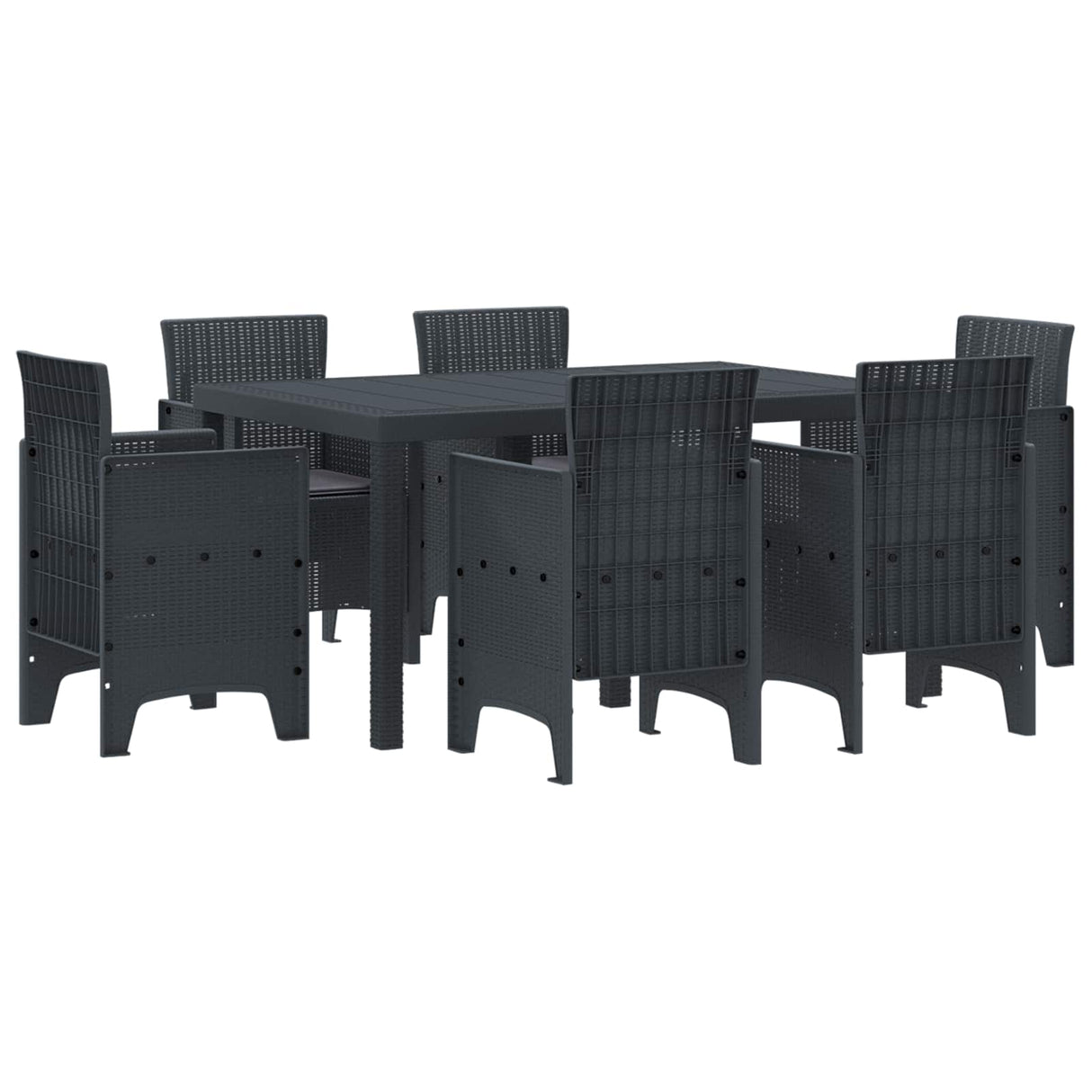 vidaXL Tuin Eettafel Set 7 pcs Antraciet Polt riet