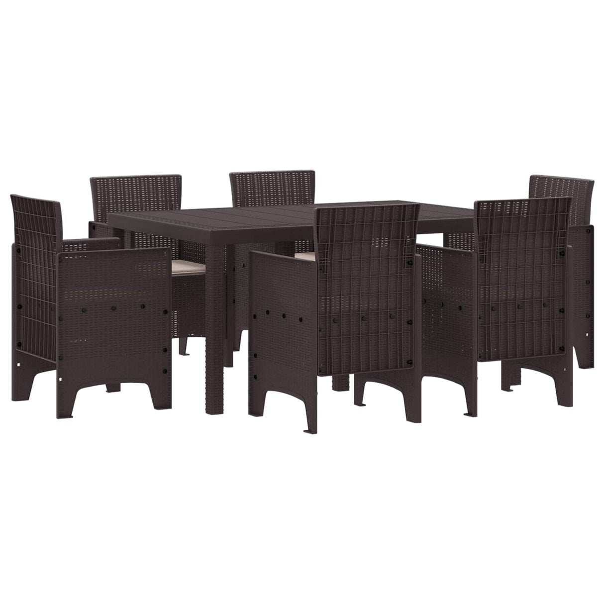 vidaXL Tuin Eettafel Set 7 pcs Antraciet Polt riet