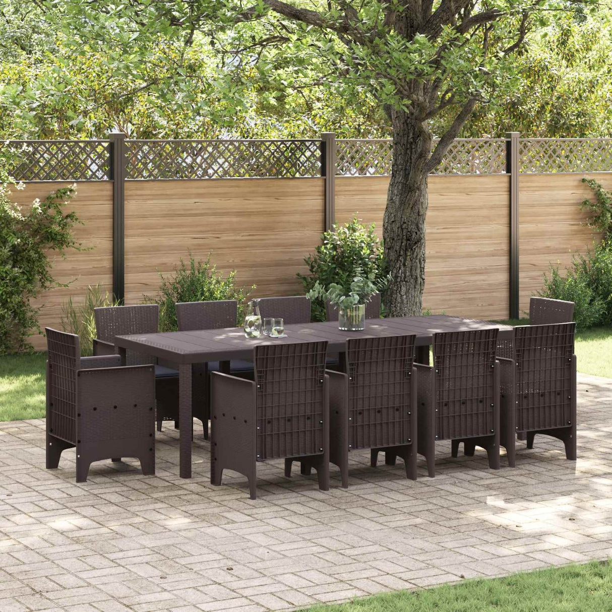 vidaXL Tuin Eettafel Set 11 pcs Antraciet Polypropyleen