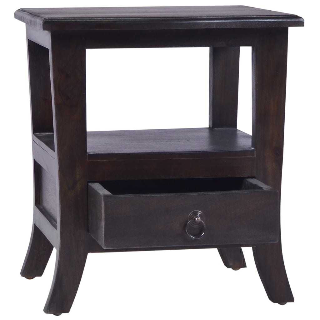 vidaXL Bedside Cabinet 40x40x45 cm Solid Mahogany Wood Light Black