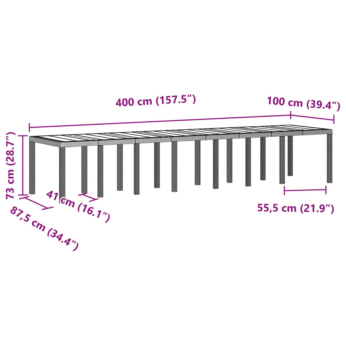 vidaXL Tuin eettafelset met kussens met kussen 17 pcs Antraciet PP