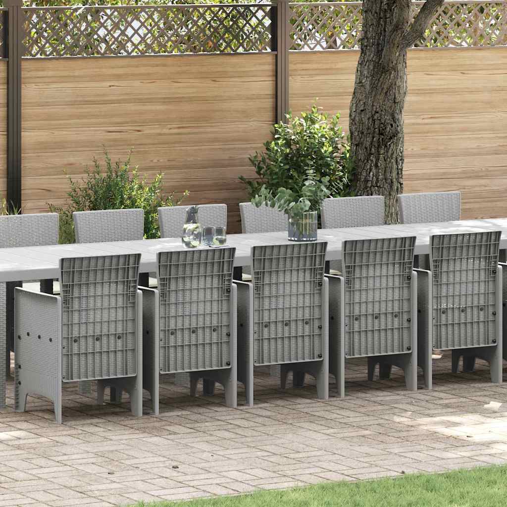vidaXL Tuin eettafelset met kussens met kussen 17 pcs Antraciet PP