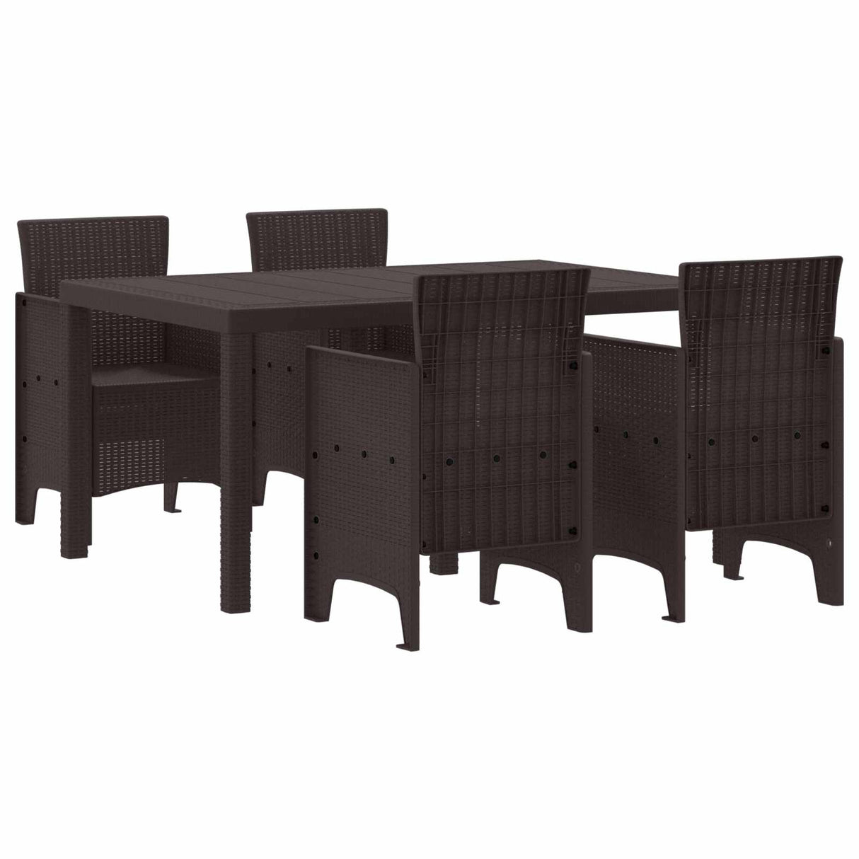 vidaXL Tuin Eettafel Set 7 pcs Antraciet Polt riet