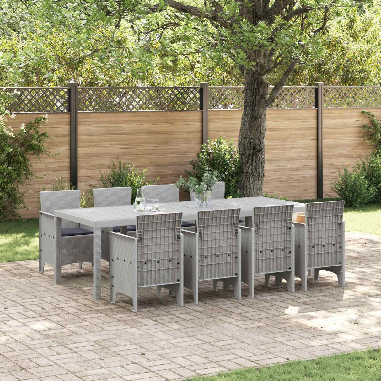 vidaXL Tuin Eettafel Set 11 pcs Antraciet Polypropyleen