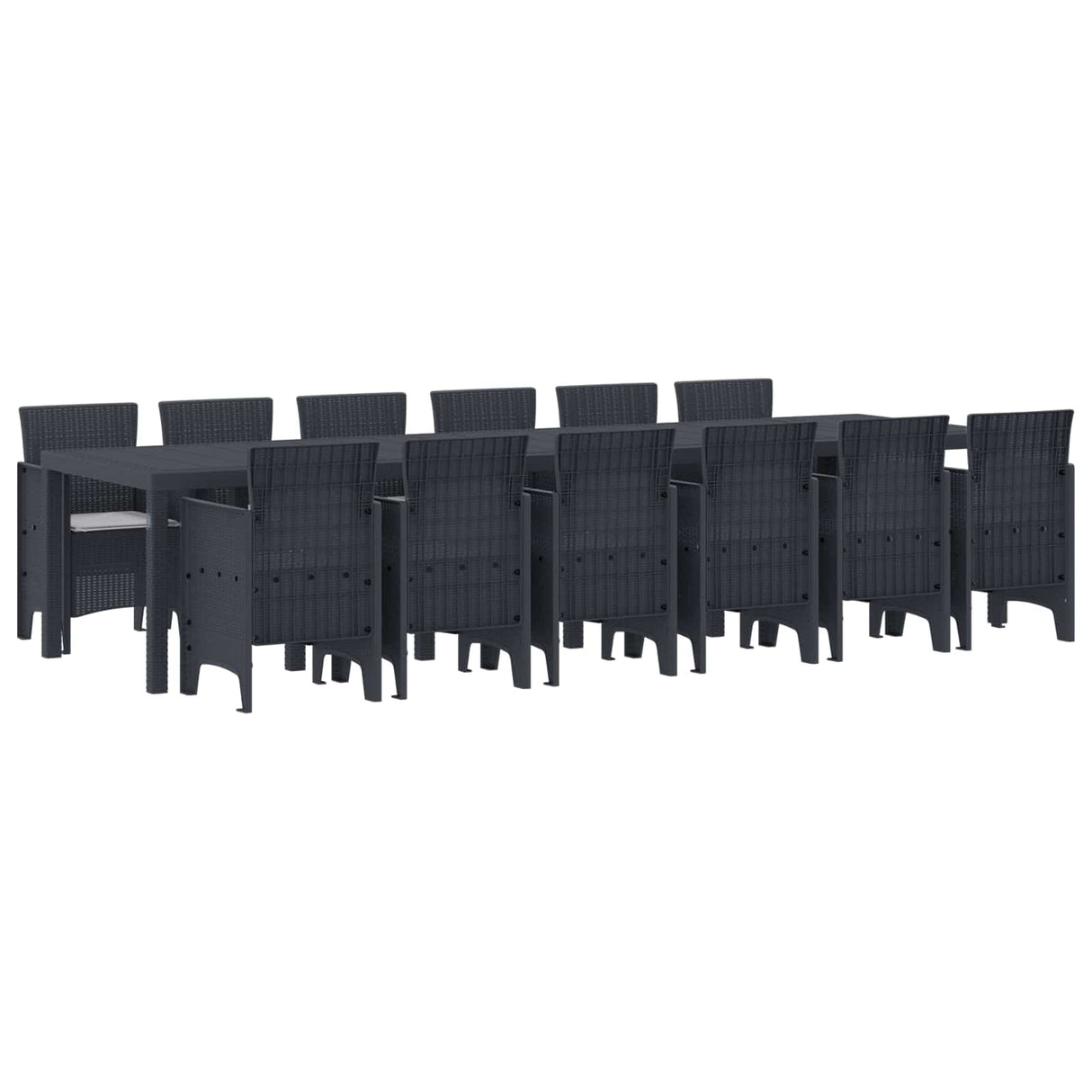vidaXL Garden Dining Set 15 pcs Anthracite Polyrattan