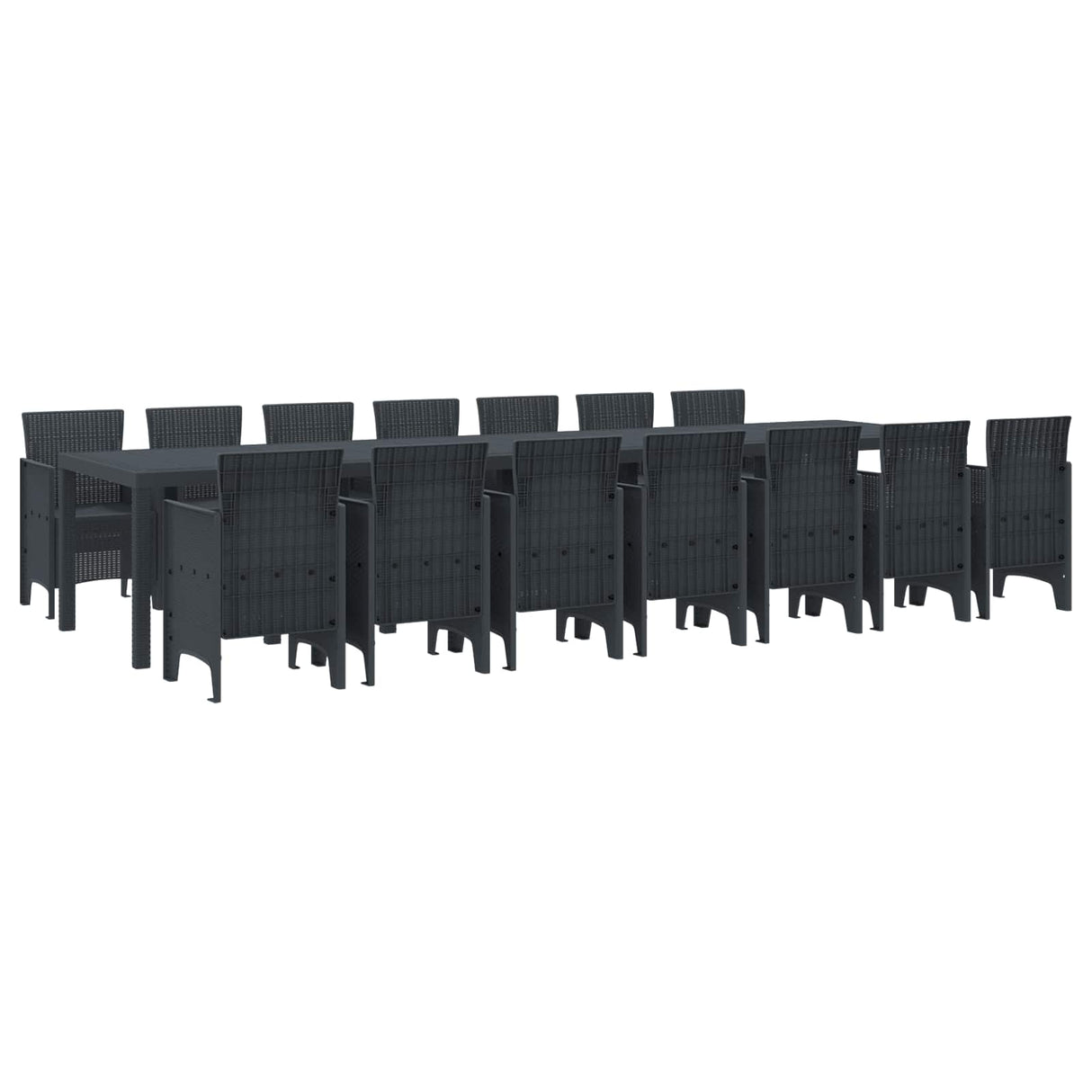 vidaXL Tuin eettafelset met kussens met kussen 17 pcs Antraciet PP