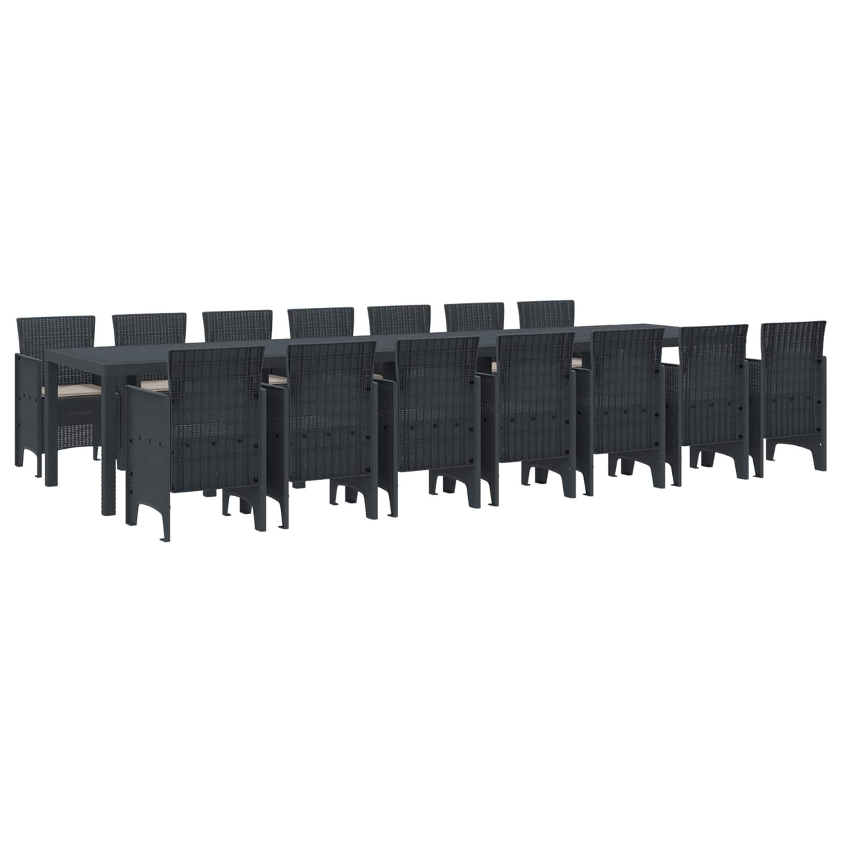 vidaXL Tuin eettafelset met kussens met kussen 17 pcs Antraciet PP