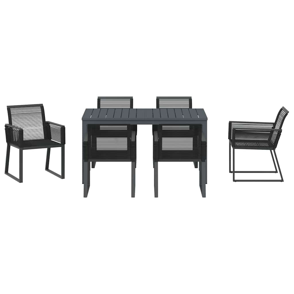 vidaXL Tuin Eettafel Set 7 pcs Zwart poly rattan