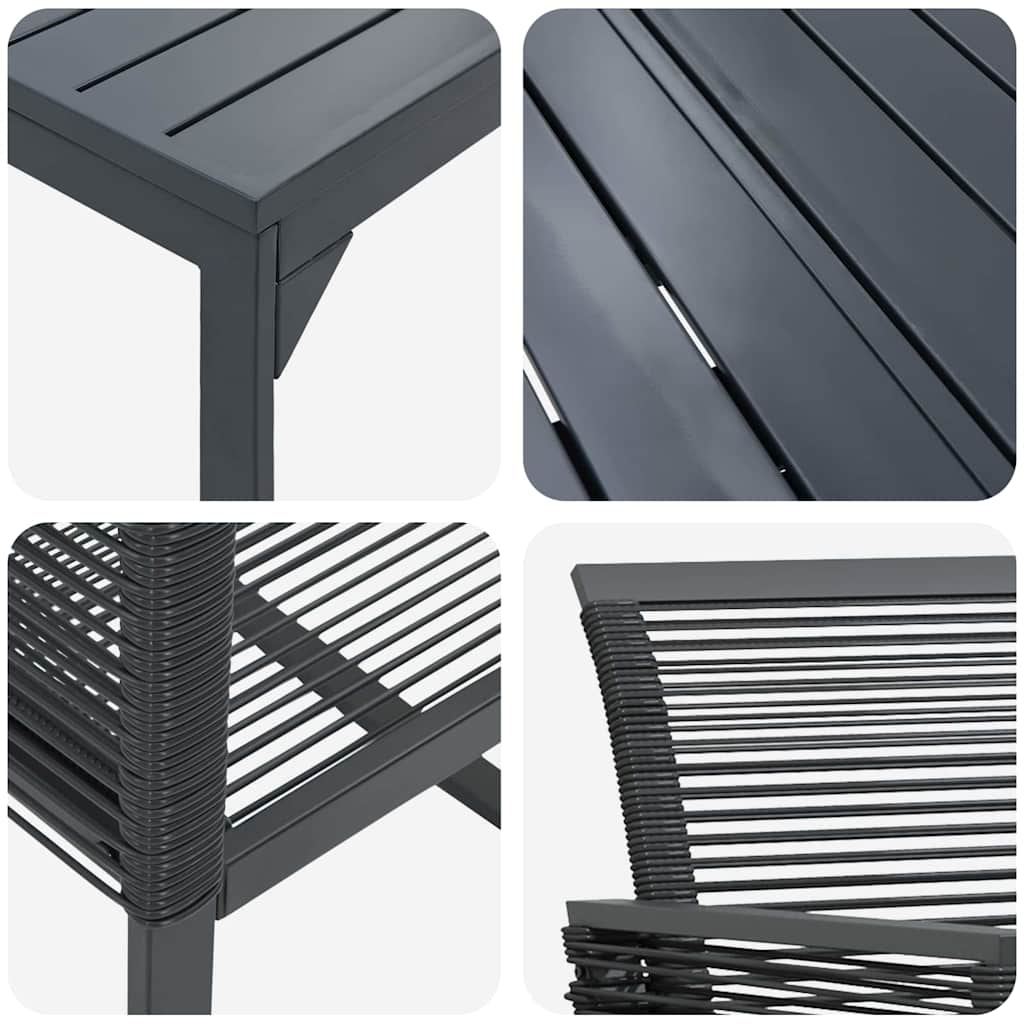 vidaXL Tuin Eettafel Set 7 pcs Zwart poly rattan