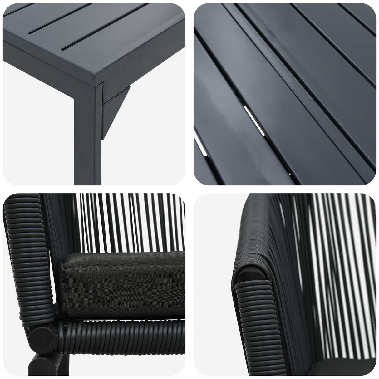 vidaXL Tuin Eettafel Set 9 pcs Zwart poly rattan