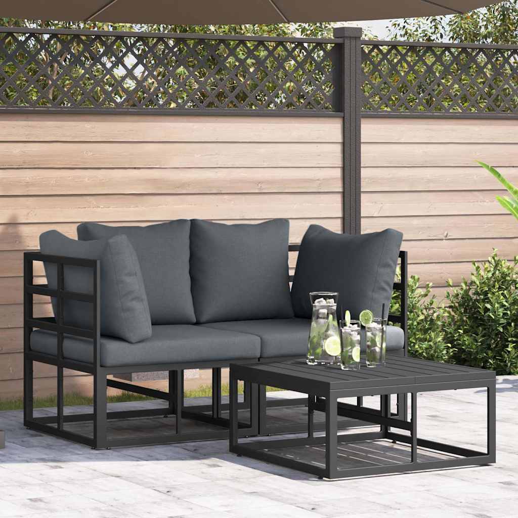 vidaXL Tuinbank Set 3 pcs Zwart Metaal