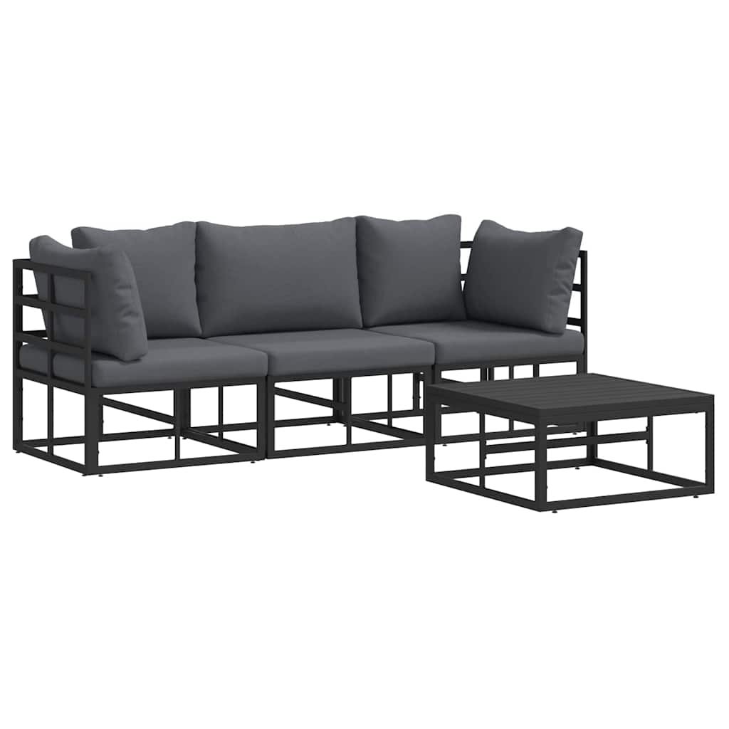vidaXL Tuinbank Set 4 pcs Zwart Metaal