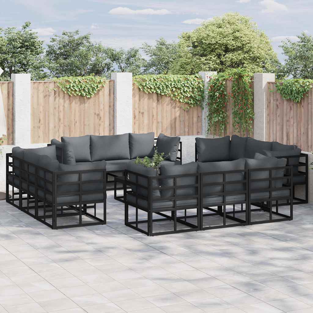 vidaXL Garden Bench Set 12 pcs Black Metal