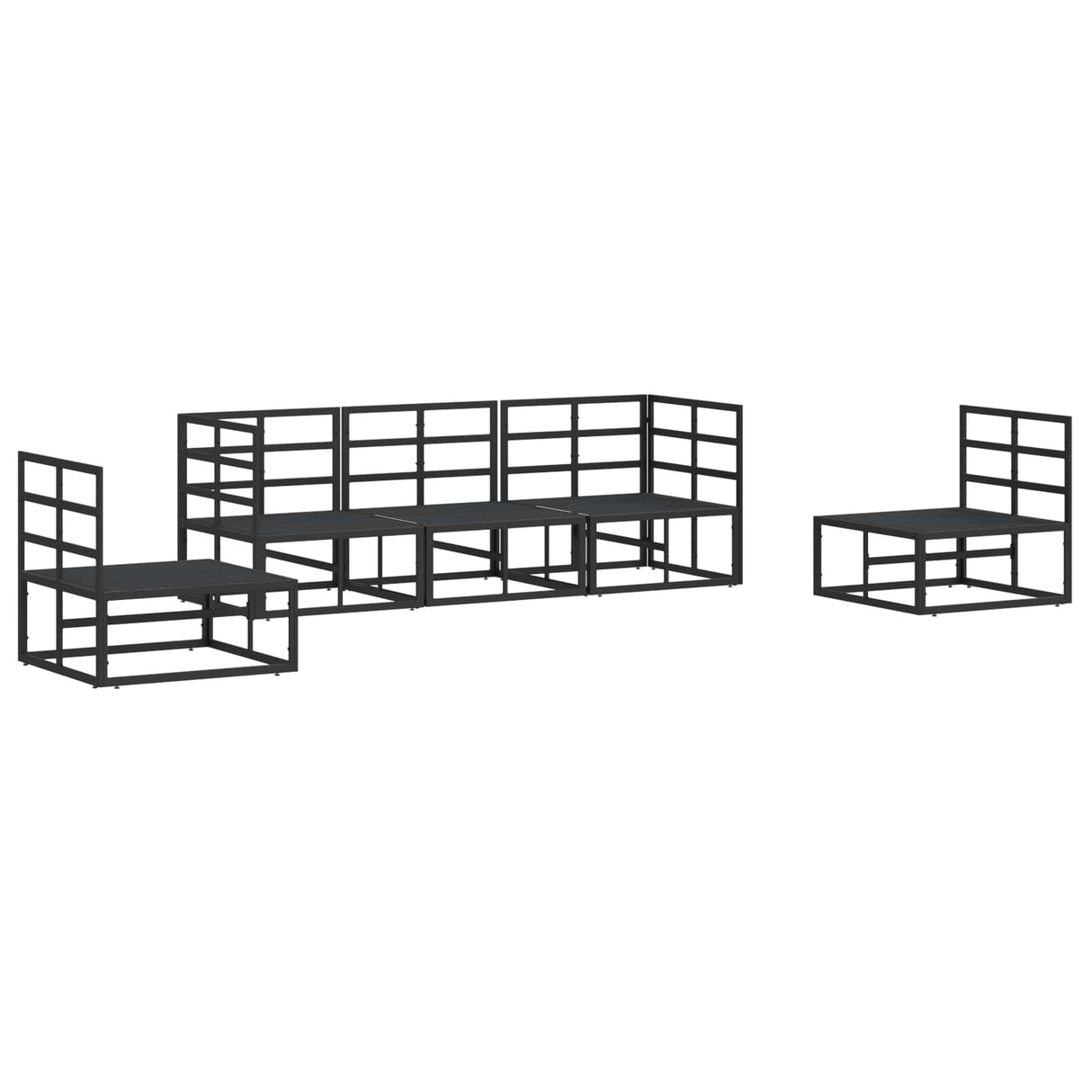 vidaXL Tuinbank Set met kussen 5 pcs Zwart Aluminium