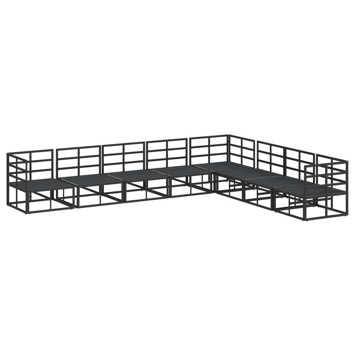 vidaXL Tuinbank Set met kussen 8 pcs Zwart Aluminium
