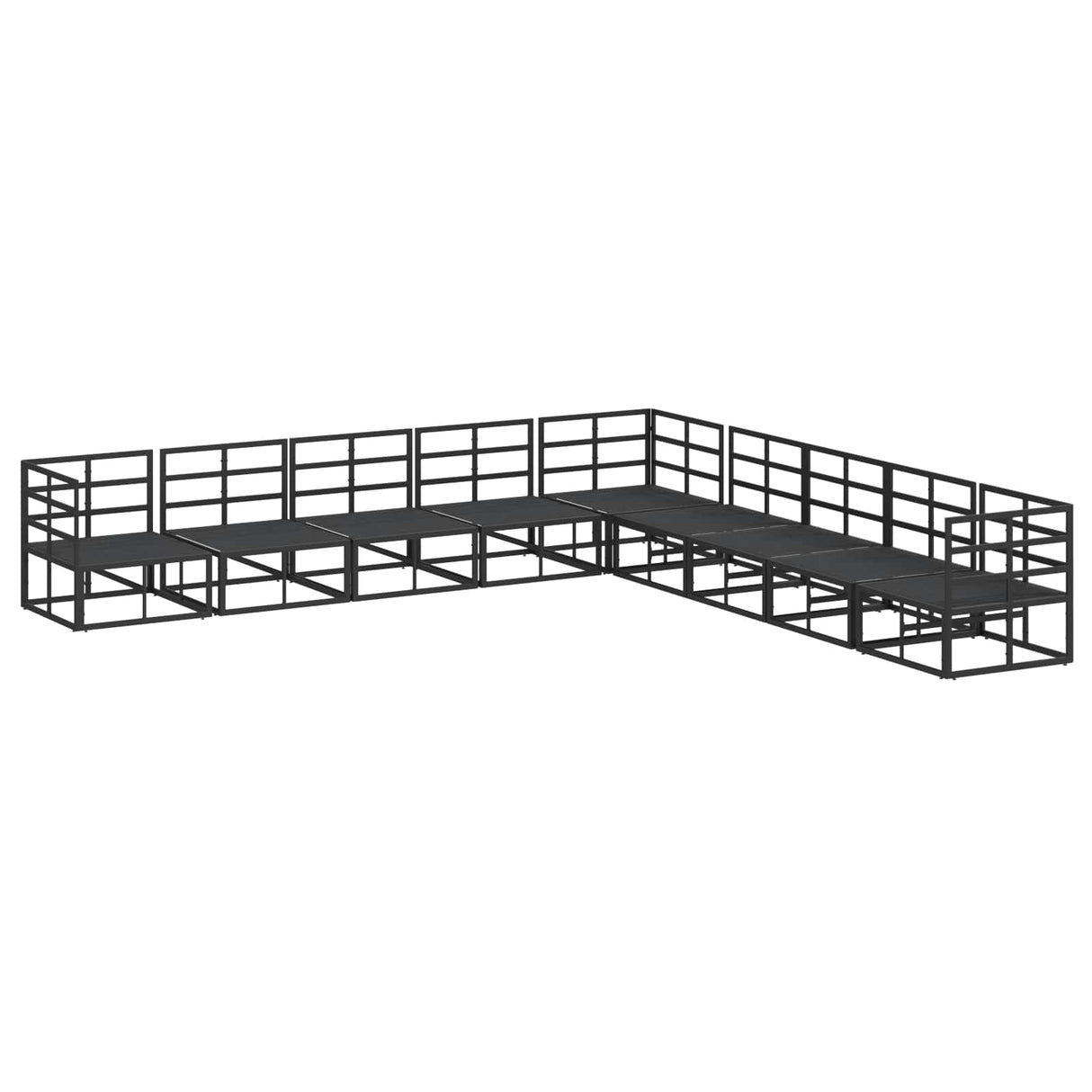 vidaXL Tuinbank Set met kussen 9 pcs Zwart Aluminium