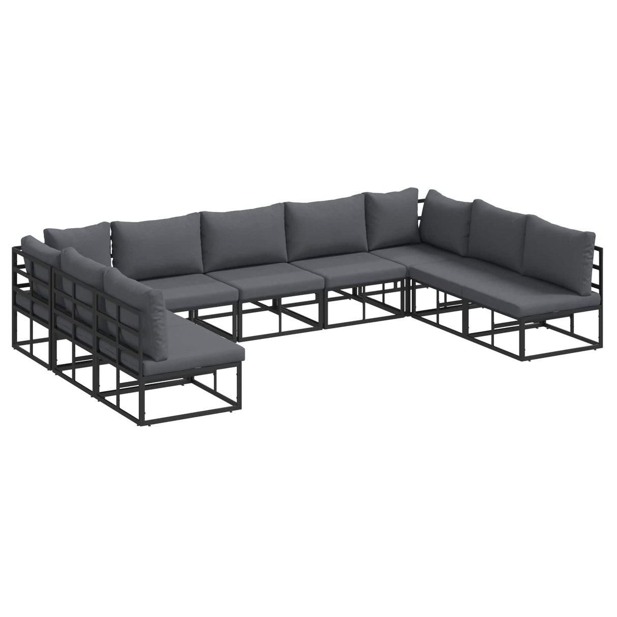 vidaXL Garden Sofa Set with Cushions 9 pcs Black Aluminium
