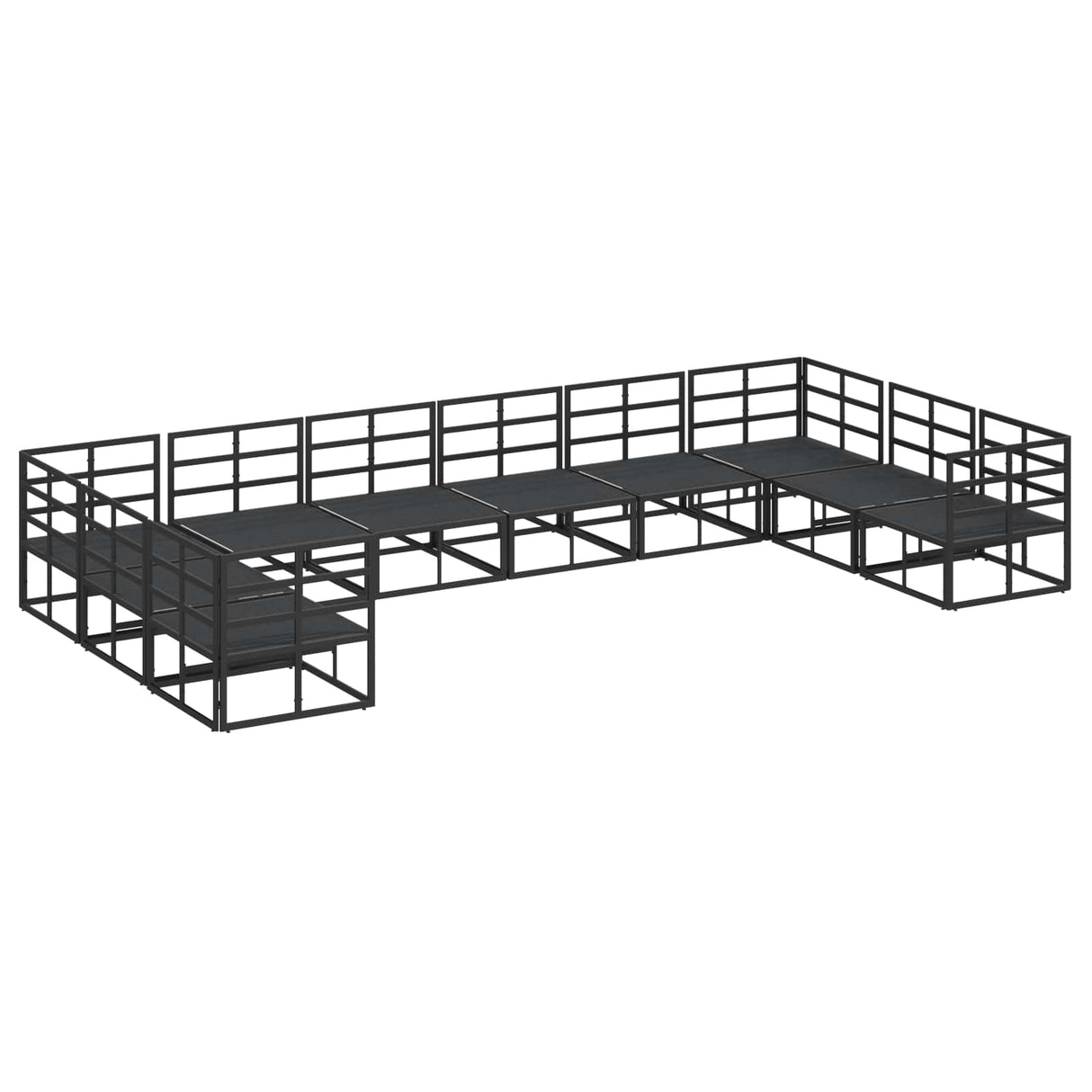 vidaXL Tuinbank Set met kussen 10 pcs Zwart Aluminium